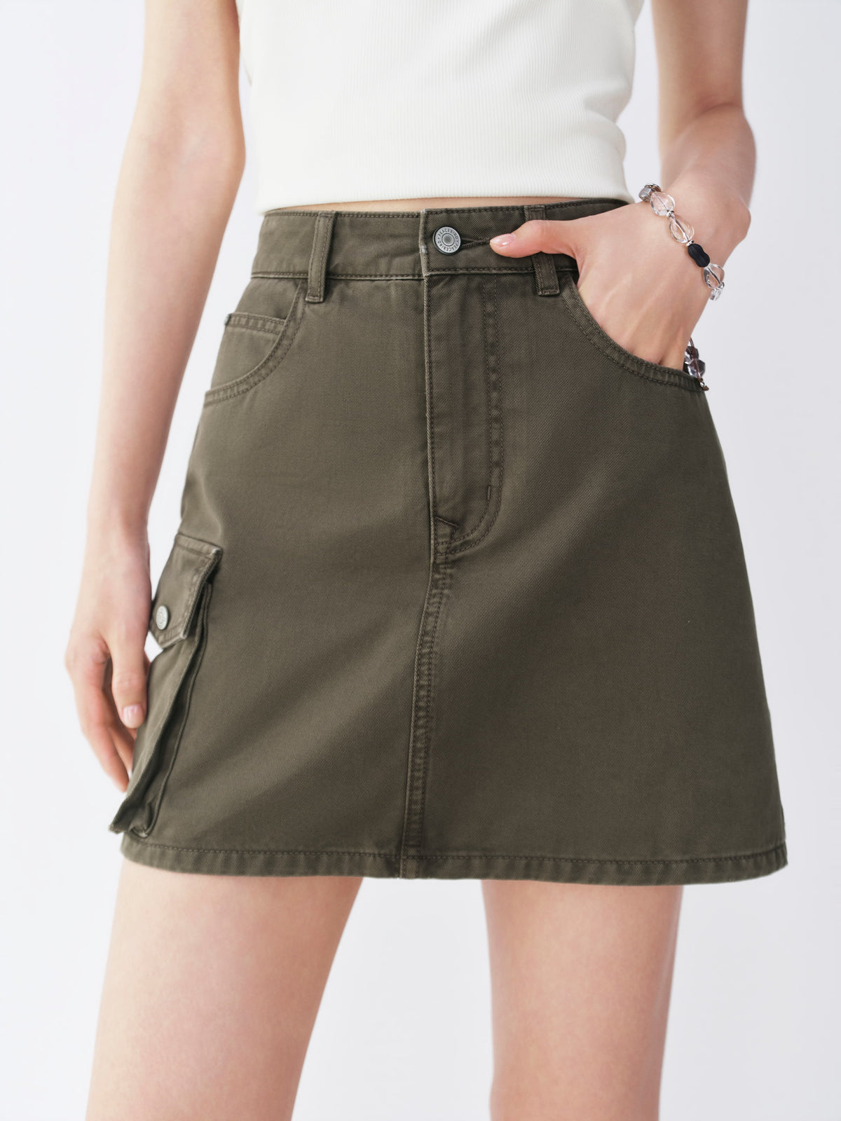 Women's High-Waist A-Line Utility Skirt