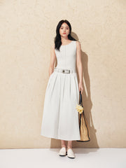 Women's Solid Paneled Knit Sleeveless Dress