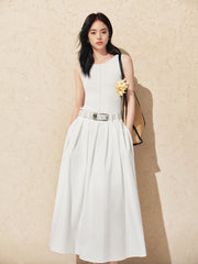 Women's Solid Paneled Knit Sleeveless Dress