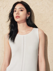 Women's Solid Paneled Knit Sleeveless Dress