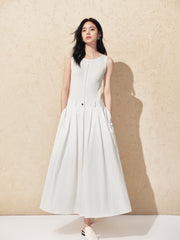 Women's Solid Paneled Knit Sleeveless Dress