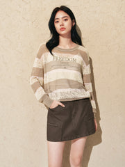 Women's striped color-block long-sleeve knit sweater