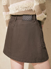 Women's casual high-waist A-line denim mini skirt