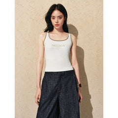 Women's Color Block Letter Fitted Racerback Vest