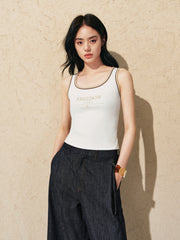 Women's Color Block Letter Fitted Racerback Vest