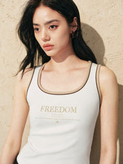 Women's Color Block Letter Fitted Racerback Vest