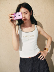 Women's Color Block Letter Fitted Racerback Vest