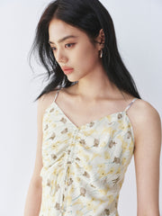 Women's Ruched Printed Slip Dress