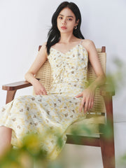 Women's Ruched Printed Slip Dress