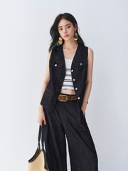 Women's Old Money Style V-Neck Linen Vest