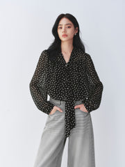 Women's Chiffon Blouse with Tie-Neck Detail