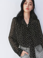 Women's Chiffon Blouse with Tie-Neck Detail