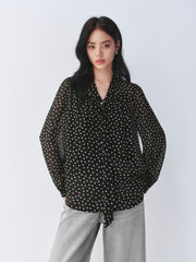 Women's Chiffon Blouse with Tie-Neck Detail