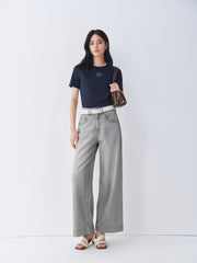 Women's Slim-Fit Letter Graphic T-Shirt with Contrast Trim