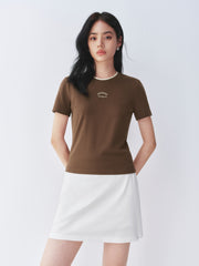 Women's Slim-Fit Letter Graphic T-Shirt with Contrast Trim