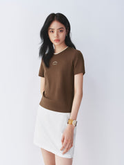 Women's Slim-Fit Letter Graphic T-Shirt with Contrast Trim