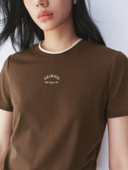 Women's Slim-Fit Letter Graphic T-Shirt with Contrast Trim