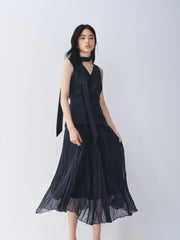 Women's French-style V-neck faux two-piece dress