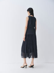 Women's French-style V-neck faux two-piece dress