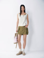 Women's Casual Color-block Fake Two-piece  Vest