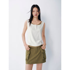 Women's Casual Color-block Fake Two-piece  Vest