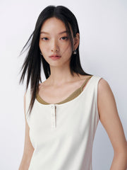 Women's Casual Color-block Fake Two-piece  Vest