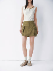 Women Casual A-line Cargo Mini Skirt