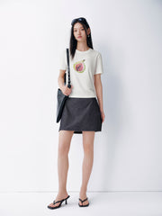 Women's Casual Lyocell High-Waist A-Line Short Skirt