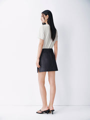 Women's Casual Lyocell High-Waist A-Line Short Skirt