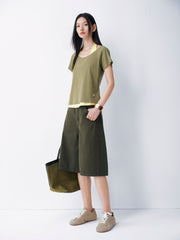 Women's Color-block Halter Mock Two-piece  Top