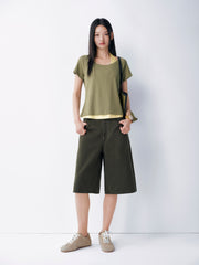 Women's Color-block Halter Mock Two-piece  Top