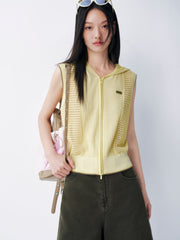 Women's Casual Hooded Hollow Out Knit Vest