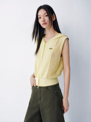 Women's Casual Hooded Hollow Out Knit Vest