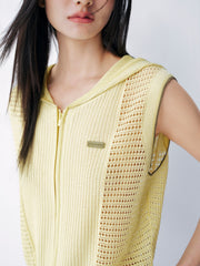 Women's Casual Hooded Hollow Out Knit Vest