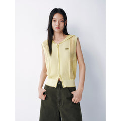 Women's Casual Hooded Hollow Out Knit Vest
