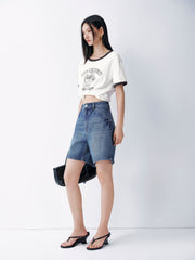 Women's Printed Contrast Trim Short Sleeve T-shirt