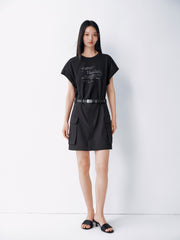 Women's T-Shirt Paneled Mini Dress