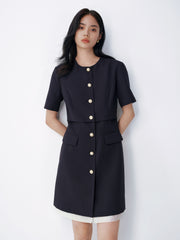 Women's Chanel-Style Commuter Short Sleeve Dress