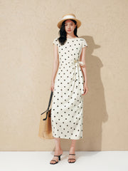 Women's Resort Waist-Cinching Polka Dot Dress