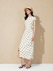 Women's Resort Waist-Cinching Polka Dot Dress