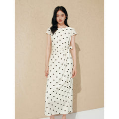 Women's Resort Waist-Cinching Polka Dot Dress