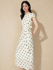 Women's Resort Waist-Cinching Polka Dot Dress