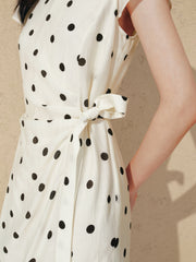 Women's Resort Waist-Cinching Polka Dot Dress
