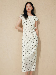 Women's Resort Waist-Cinching Polka Dot Dress
