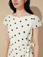 Women's Resort Waist-Cinching Polka Dot Dress