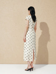 Women's Resort Waist-Cinching Polka Dot Dress