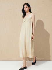 Women's Commuter Style Linen V-neck Sleeveless Dress