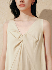 Women's Commuter Style Linen V-neck Sleeveless Dress