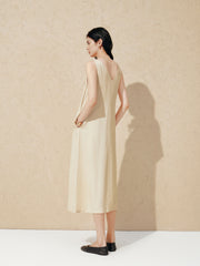 Women's Commuter Style Linen V-neck Sleeveless Dress