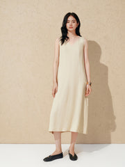Women's Commuter Style Linen V-neck Sleeveless Dress